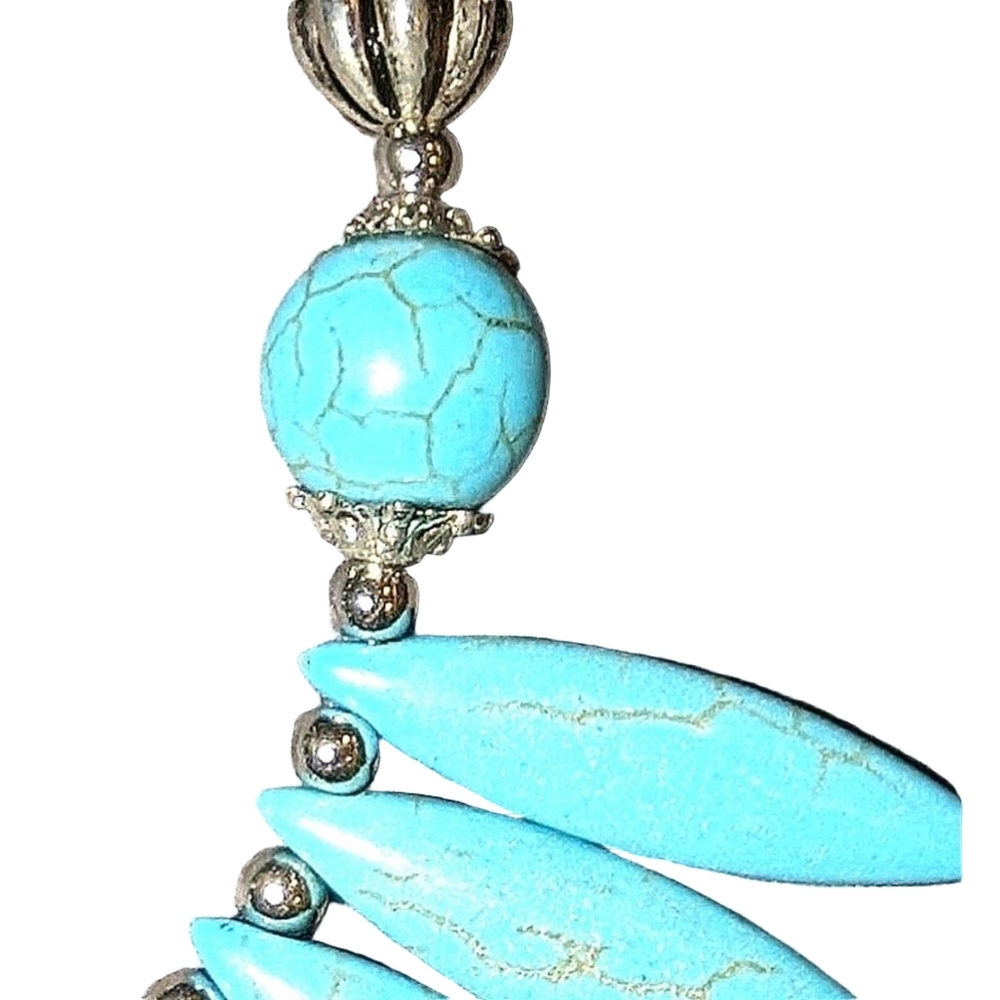 Natural Stone Necklace Vacay Jewelry Blue Malachite Tribal Bohemian Boho Style - Picture 10 of 10